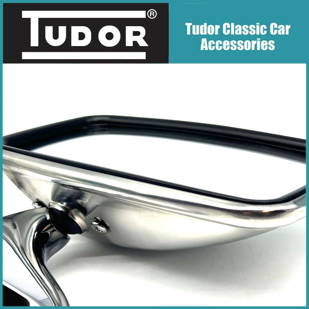 Tudor Polished Stainless Steel CONVEX Door Mirrors MG, Mini, Ford, Triumph