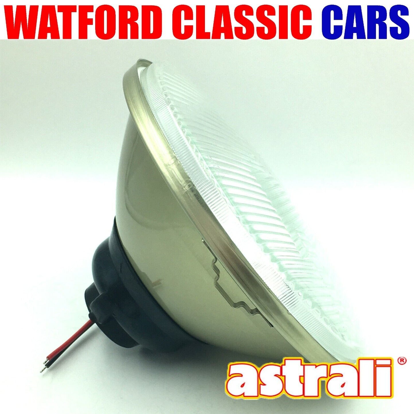 Pair 7" Flat H4 Classic Car Halogen Headlights Headlamp + Sidelight Pilot