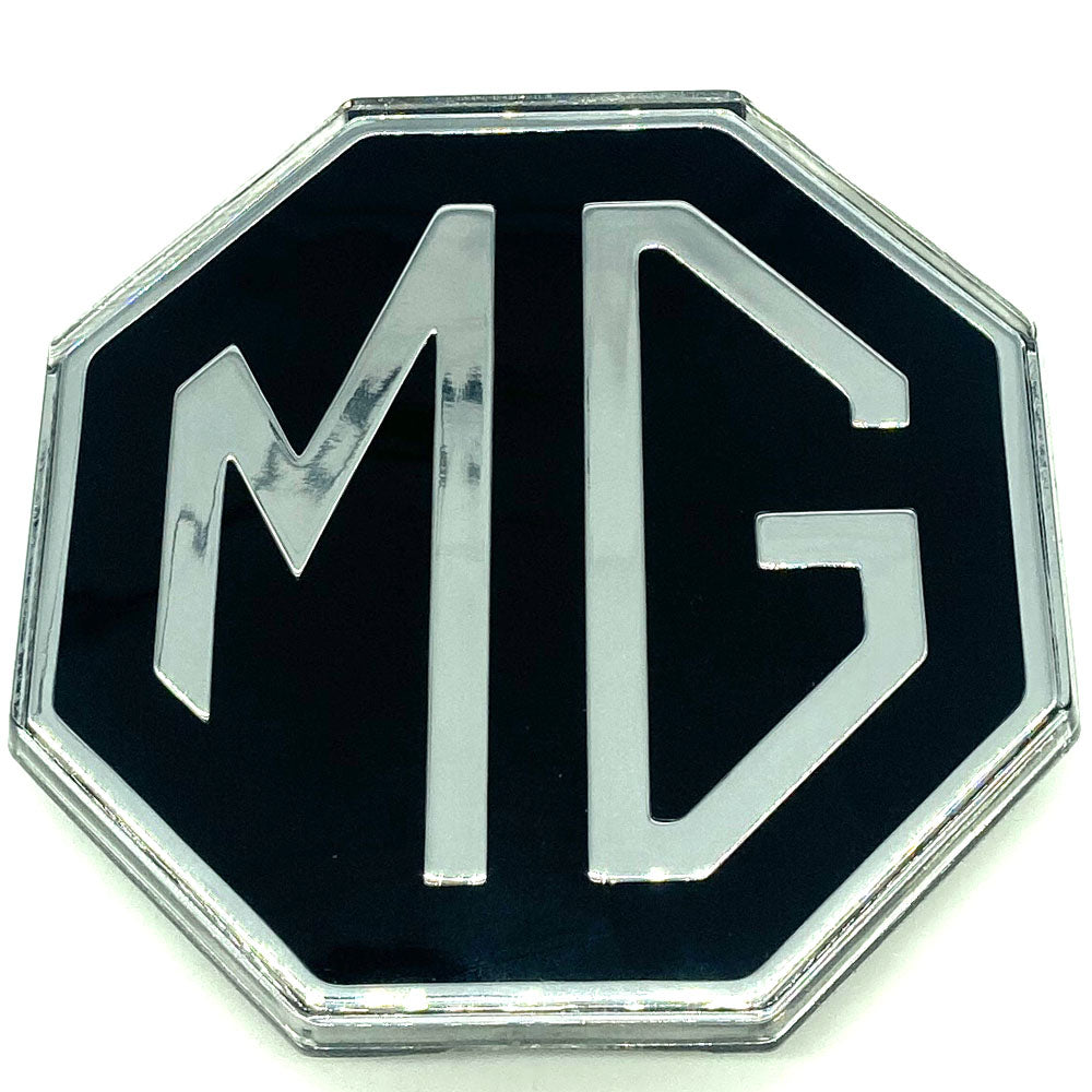Badge Boot Lid logo Silver on Black MG MGB & MGB GT Midget 34G252