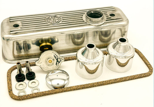 MGB Engine Dress Up Kit Rocker Cover, Dashpot, Rad Cap, Oil Cap, Gasket & Fitting Kit