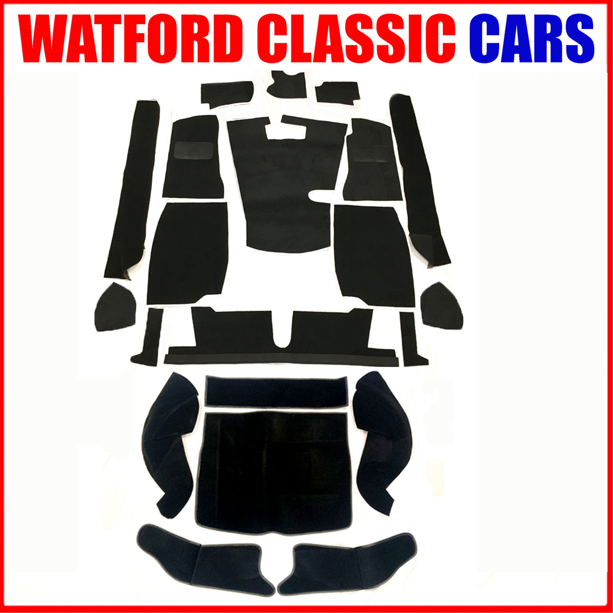 MGB GT CARPET SET 1968 onwards - Black with Black piping – Watford ...