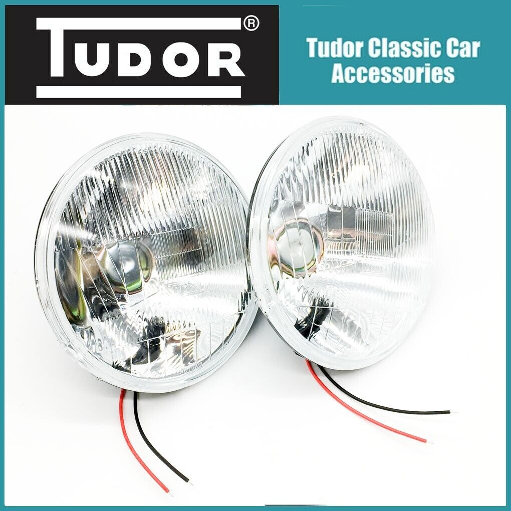 Pair 7" Tudor Domed  H4 Classic Car Halogen Headlights
